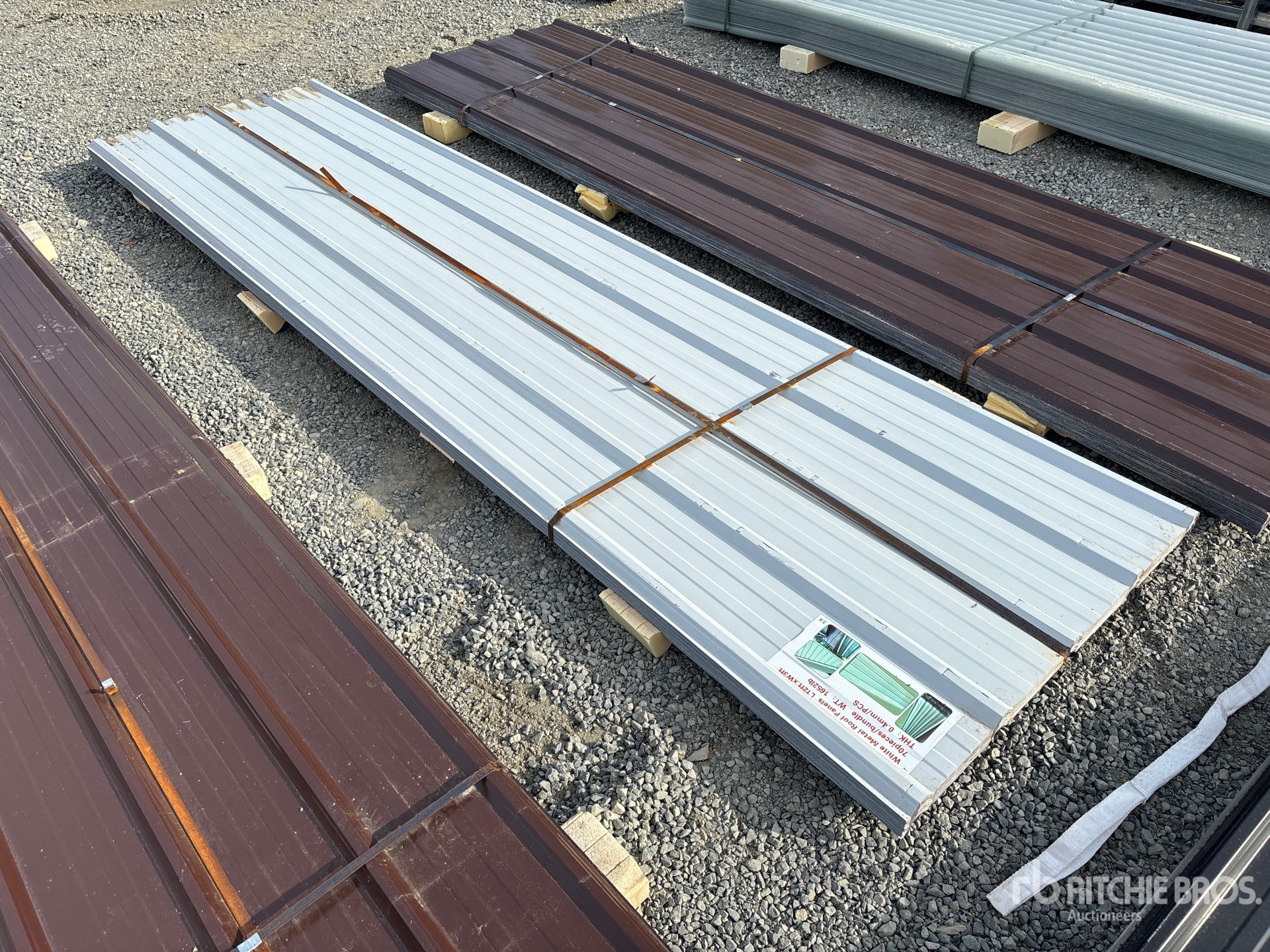 Quantity of (70) 12 ft x 3 ft White Metal Roof Panels (Unused)
