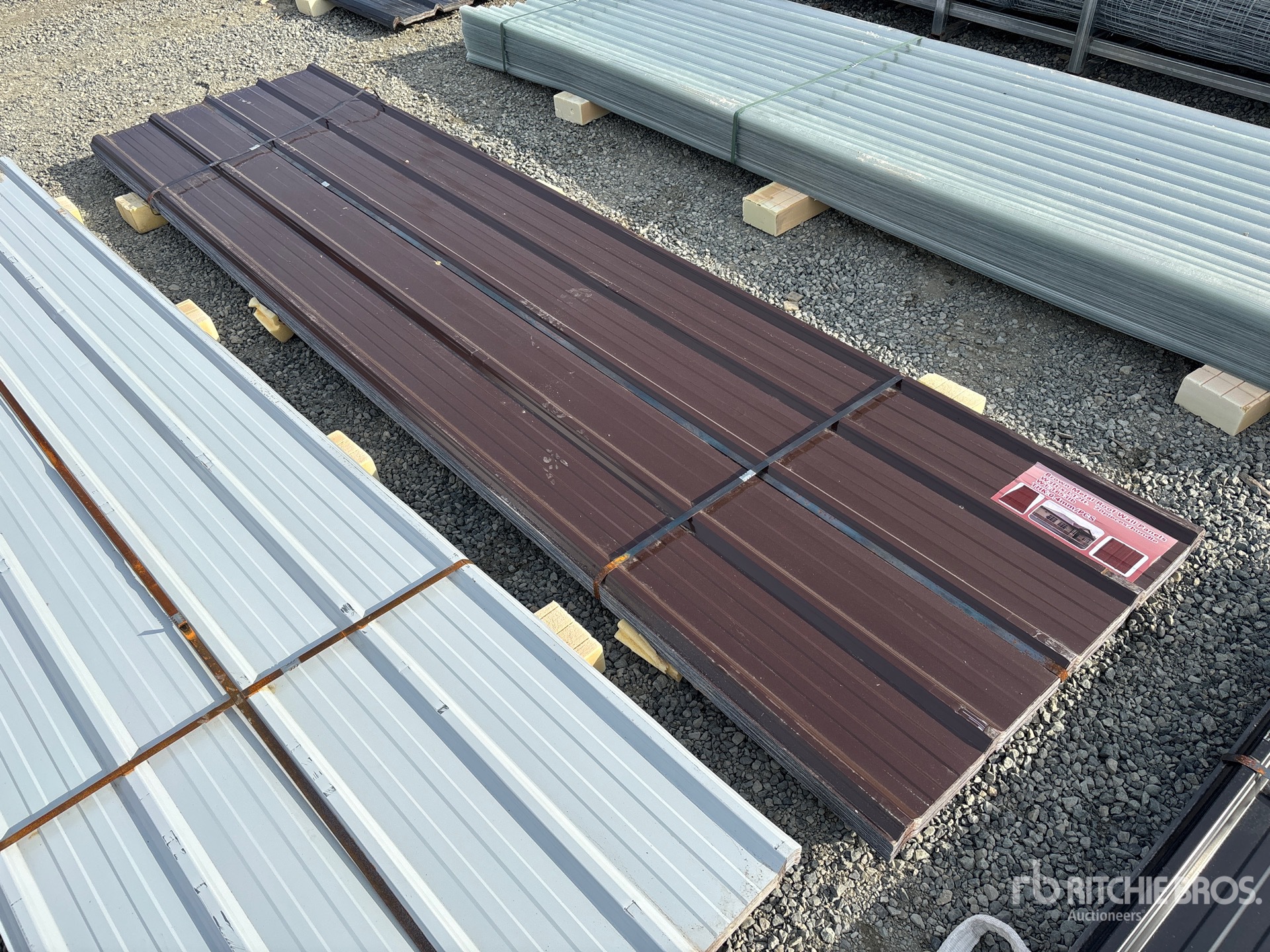 Quantity of (70) 12 ft x 3 ft Brown Metal Roof Panels (Unused)