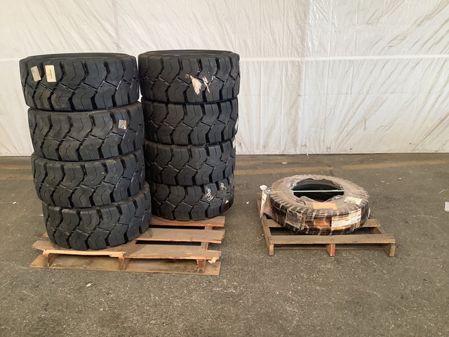 (8) Magnum 355/50-15 Solid Tires & (1) Trelleborg 7.00-15 Solid Tire