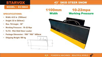 2025 STARVOX SV-SB44 43 in Mini Schranklader Sneeuwblad (Unused)