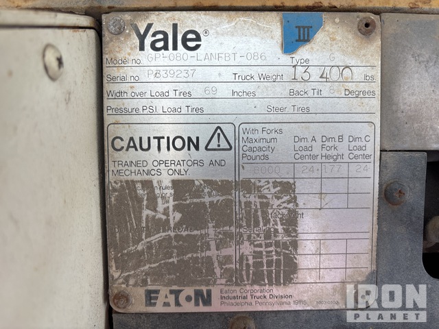 MONTACARGAS YALE GP080LANFBT086