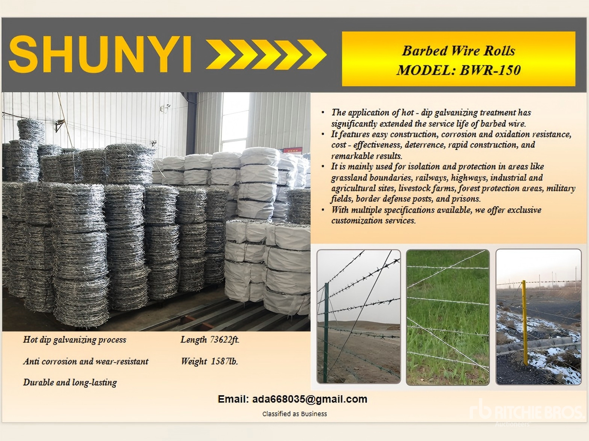 2025 SHUNYI BWR-150 Lote de Alambre de Seguridad con Puntas (Sin Usar) / Barbed Wire Rolls Barbed Wire (Unused)