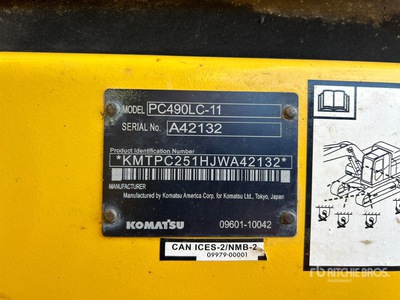2018 Komatsu PC490LC-11 Tracked Excavator