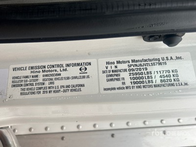 2020 Hino 268 4x2 Fahrgestell
