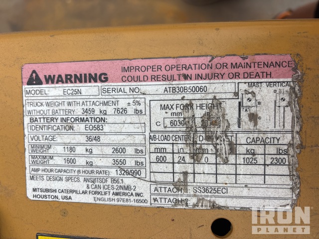 MONTACARGAS ELéCTRICO 2019 CATERPILLAR EC25N