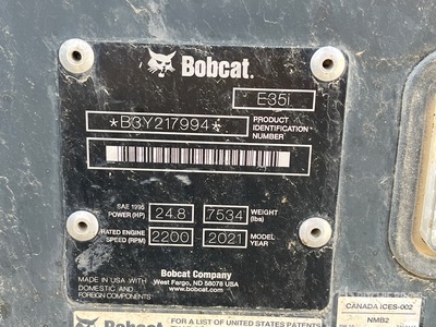 2021 Bobcat E35I T4 を見 Mini Excavator