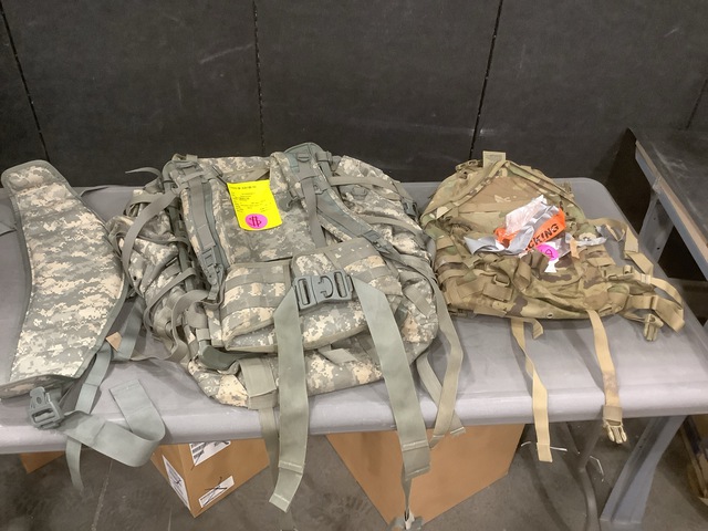 (98) Waist Belts, (16) Large Field Packs & Assorted Items