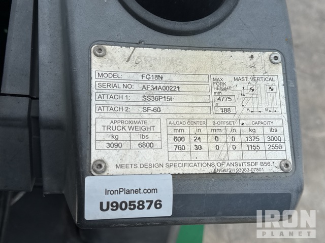 MONTACARGAS 2016 MITSUBISHI FG18N