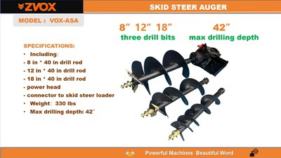 2025 ZVOX VOX-ASA (3) Auger Bits w/ Skid Steer Auger (Unused)