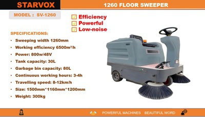 2025 STARVOX SV-1260 Ride-On Electric Floor Sweeper (Unused)