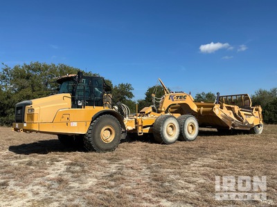 2019 Cat 745 Articulated Truck w/ 2020 K-Tec 1243 Pull Scraper