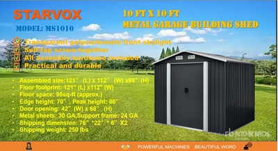 2025 STARVOX MS1010 10 ft x 10 ft Shed (Unused)