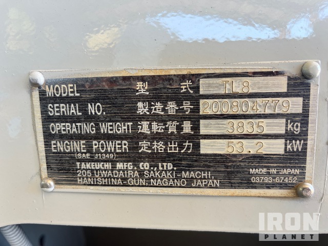 MINI CARGADOR SOBRE ORUGAS 2017 TAKEUCHI TL8