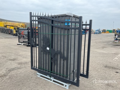 4200 mm Double swing horse gates complete with stone pillars Vee Poort