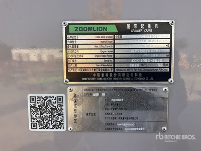 2025 Zoomlion ZCC1000V-1 100 ton Toren Kraan (Unused)