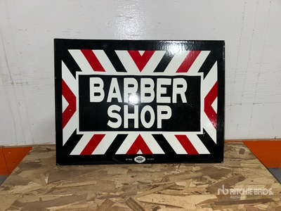Barber Shop 16 in Porcelain Flange Sign Varios, tienda, almacen, consumidor