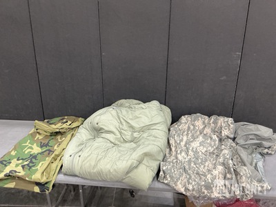 (12) Bivy Covers, (11) Sleeping Bags, (9) Poncho Liners & Assorted Items