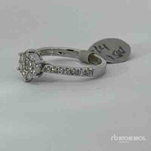 14kt White Gold Diamond Cathedral Cluster Diamond Engagement Ring