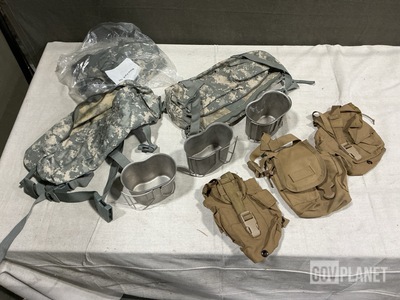 (290) Water Canteen Cups, (206) Waist Packs & Assorted Items