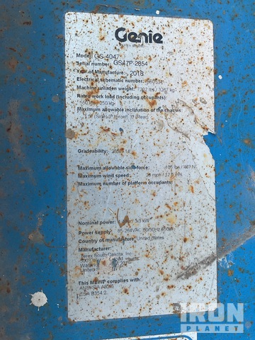ELEVADOR TIJERA 2018 GENIE GS4047
