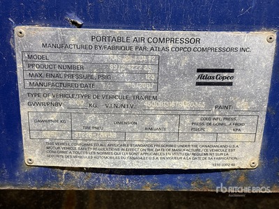 2007 Atlas Copco XAS186 350 cfm Skid-Mounted Air Compressor