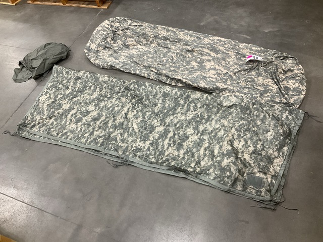 (18) Stuff Sacks, (18) Wet Weather Poncho Liners & Assorted Items