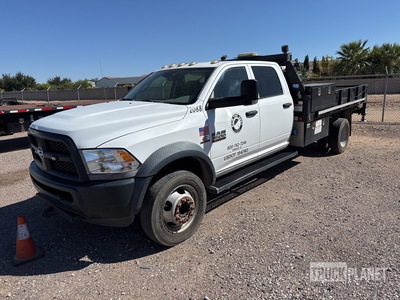 Palfinger PSC4016 4000 lb Straight Boom on 2015 Ram 5500 4x4 Crew Cab Flatbed Truck with Crane