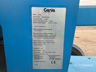 2015 Genie Z45/25 Articulating Boom Lift