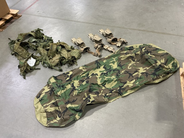 (1) Bivy Cover, (9) Individual Holsters, (5) Vests & Assorted Items