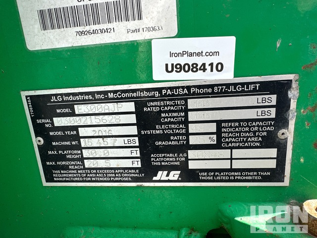 ELEVADOR ARTICULADO 2016 JLG E300AJP