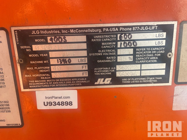 ELEVADOR TELESCóPICO 2016 JLG 4WD 400S