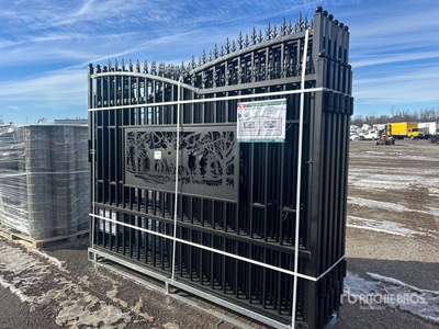 2025 KJ K0720-6 20 ft x 7 ft Wrought Iron Bi-Parting Portail d'entrée (Unused)