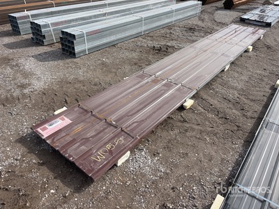 Quantity of (20) 20 ft x 3 ft Brown Metal Roof Panels (Unused)