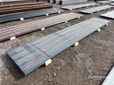 Quantity of (30) 16 ft x 3 ft Grey Metal Roof Panels (Unused)
