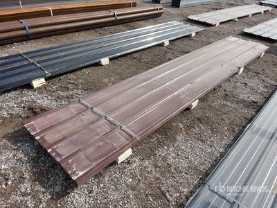 Quantity of (30) 16 ft x 3 ft Brown Metal Roof Panels (Unused)