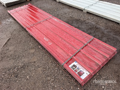 Quantity of (30) 12 ft x 3 ft Red Polycarbonate Roof Panel (Unused)