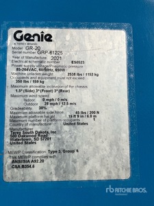 2021 Genie GR-20 Vertical Mast Lift