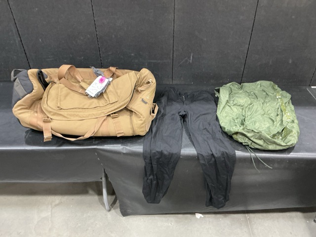 (35) Clothing Bags, (11) Duffel Bags, (4) Smocks & Assorted Items