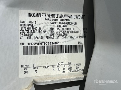 2012 Ford F-550 XL 4x4 Crew Cab Service Truck