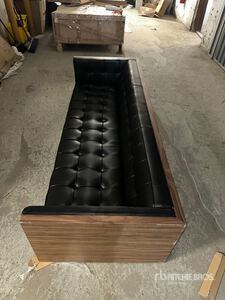Woodrow Box Black Leather Sofa 87"