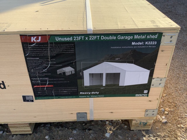 KJ K2223 Double Garage Metal Shed - Unused KJ K2223 Double Garage Metal Shed - Unused