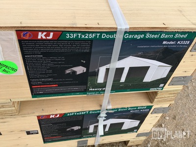 KJ K3325 Double Garage Steel Barn Shed - Unused
