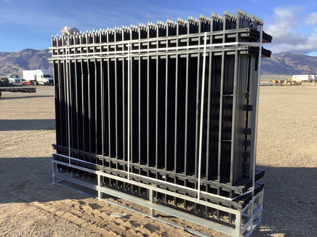 (24) Pieces of KJ Powder Coated Steel Fence w/(25) Post Connectors - Unused