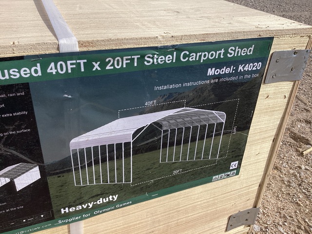 KJ K4020 Steel Carport Shed - Unused KJ K4020 Steel Carport Shed - Unused