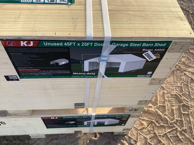 KJ K4525 Double Garage Steel Barn Shed - Unused