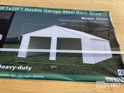 KJ K3325 Double Garage Steel Barn Shed - Unused