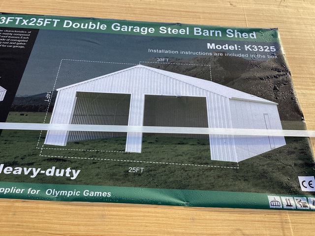 KJ K3325 Double Garage Steel Barn Shed - Unused