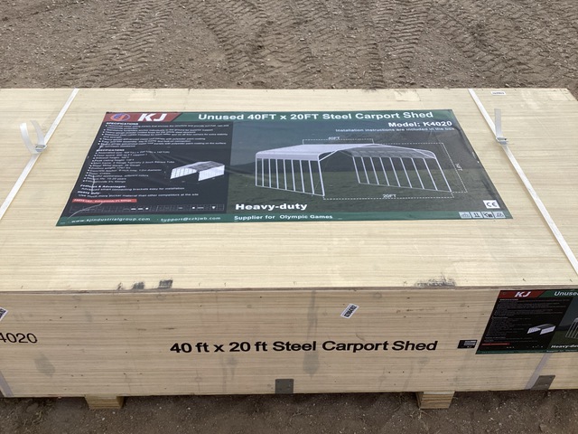 KJ K4020 Steel Carport Shed - Unused KJ K4020 Steel Carport Shed - Unused