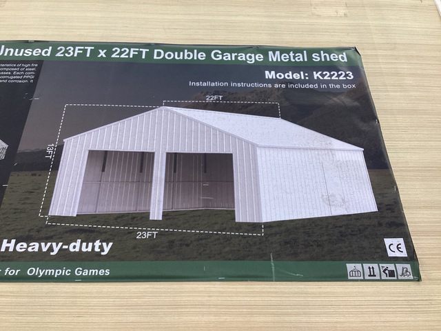 KJ K2223 Double Garage Metal Shed - Unused