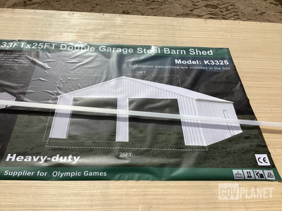 KJ K3325 Double Garage Steel Barn Shed - Unused
